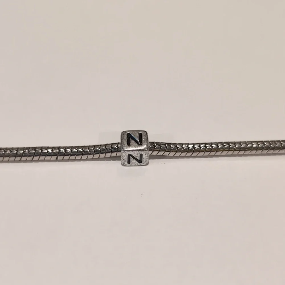 Silver N Spacer Charm for Pandora Style Bracelet